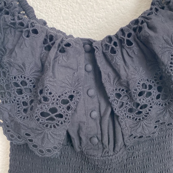 Lovers & Friends Black Dallas Eyelet Off The Shoulder Mini Dress Size s - Picture 2 of 9